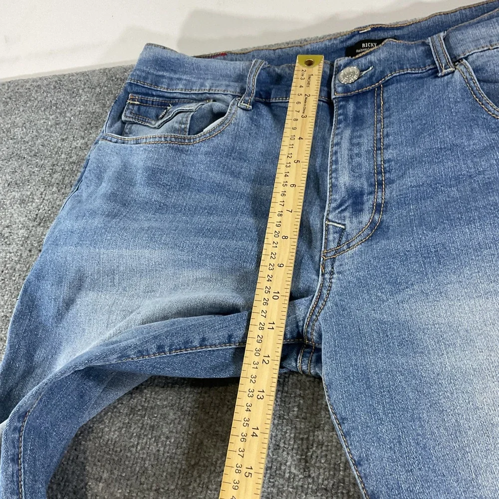 True Religion Ricky Relaxed Straight Jeans Mens 40x34 Blue Stretch Denim Pants